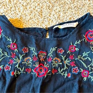 Zara flower embroidered blouse